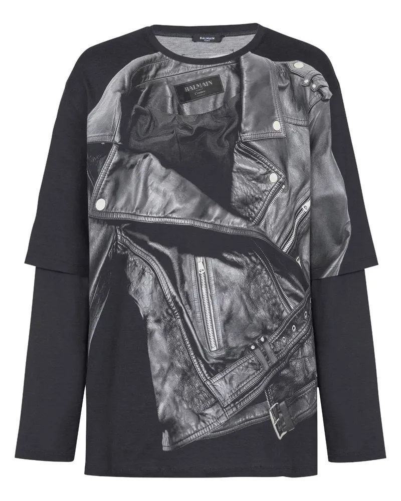 Balmain T-Shirt mit grafischem Print - Schwarz Schwarz