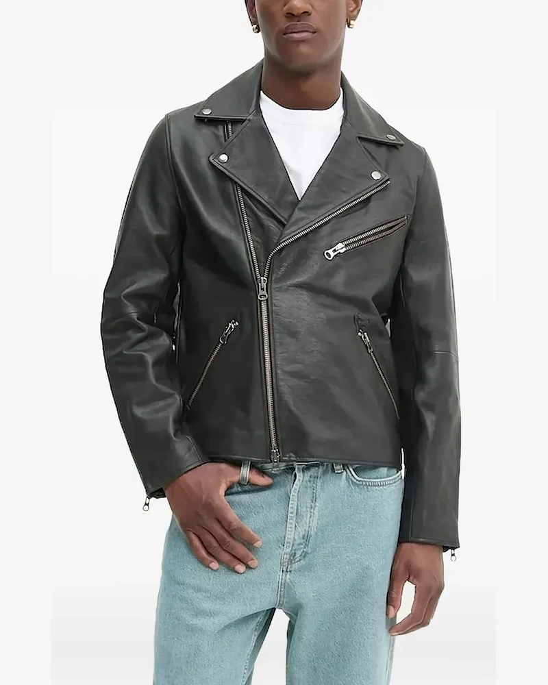 Samsøe & Samsøe Lederjacke mit asymmetrischem Reißverschluss - Schwarz Schwarz