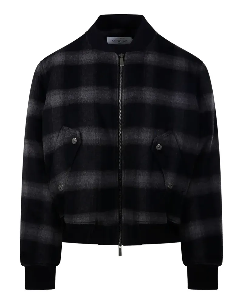 OFF-WHITE check-pattern bomber jacket - Schwarz Schwarz