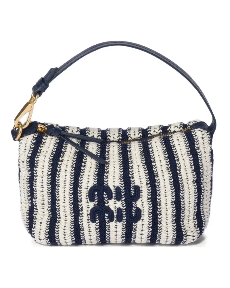 Miu Miu Clutch aus Leder mit Häkelmuster - Blau Blau