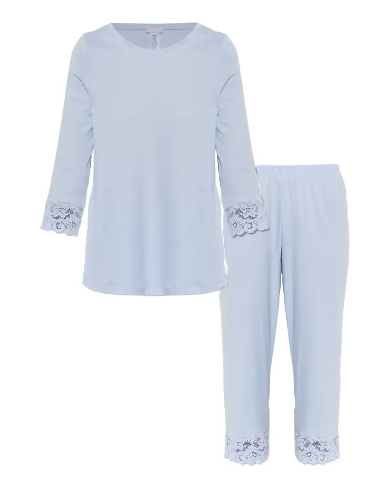 Hanro Moments lace-trim pyjamas - Blau Blau