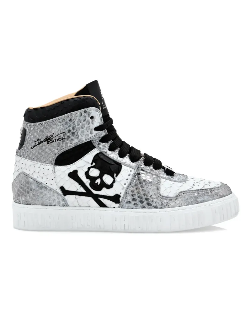 Philipp Plein python-leather Skull high-top sneakers - Weiß Weiß