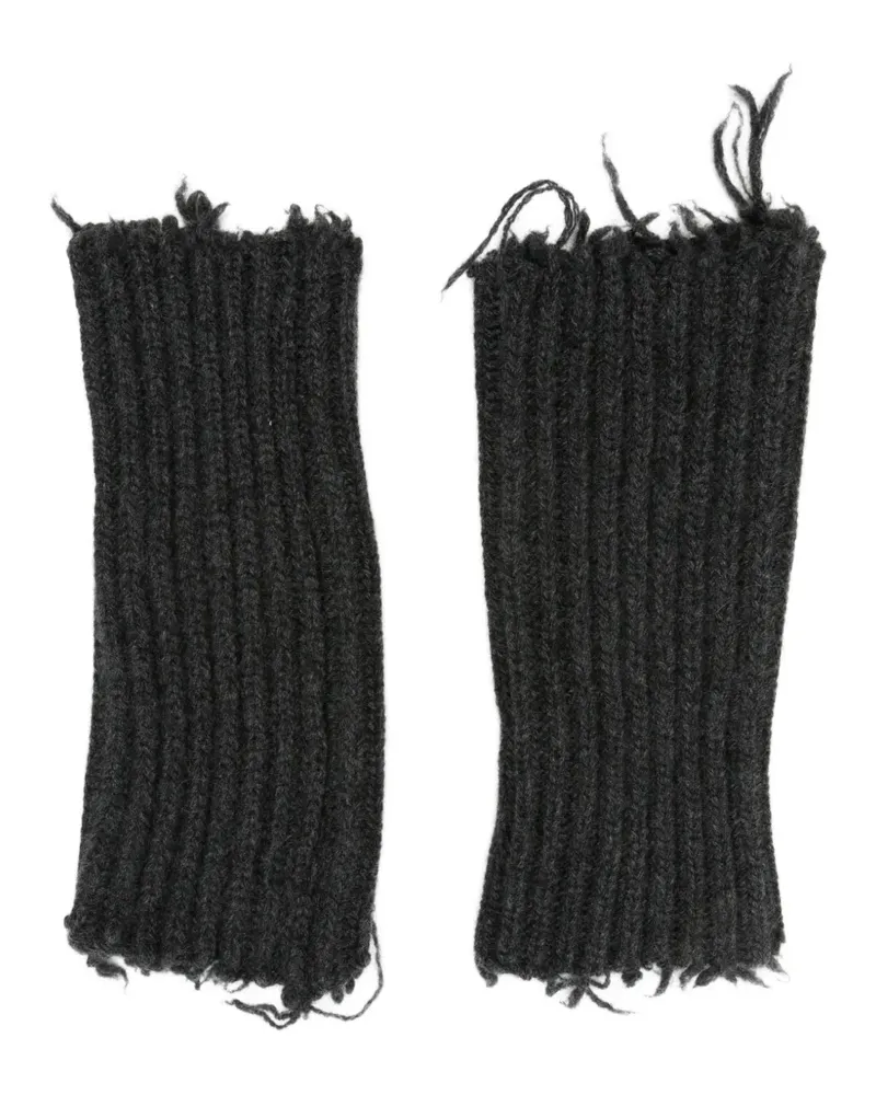 Isabel Benenato Gerippte Handschuhe im Distressed-Look - Grau Grau
