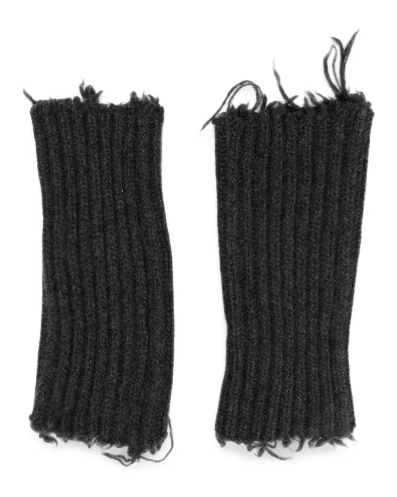 Isabel Benenato distressed ribbed-knit gloves - Grau Grau