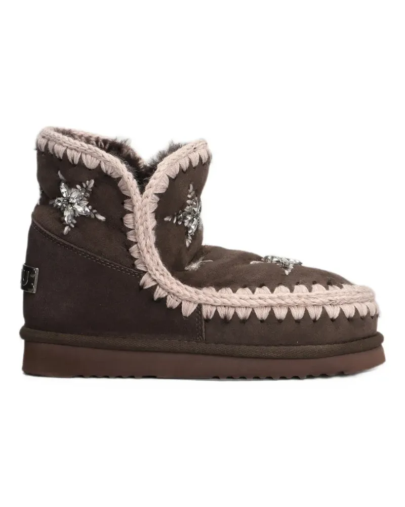 Mou crystal-embellished crochet-trim ankle boots - Braun Braun