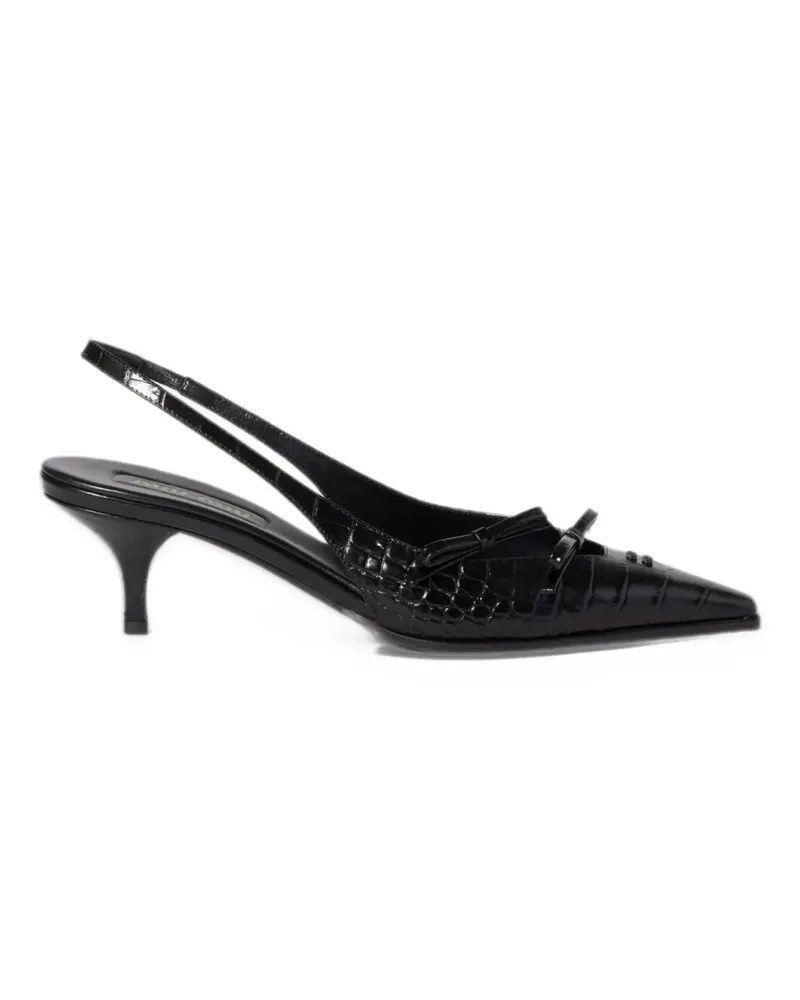 Miu Miu crocodile embossed calfskin slingback pumps - Schwarz Schwarz