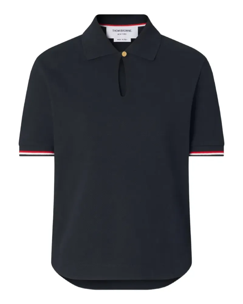 Thom Browne keyhole-detail polo shirt - Blau Blau
