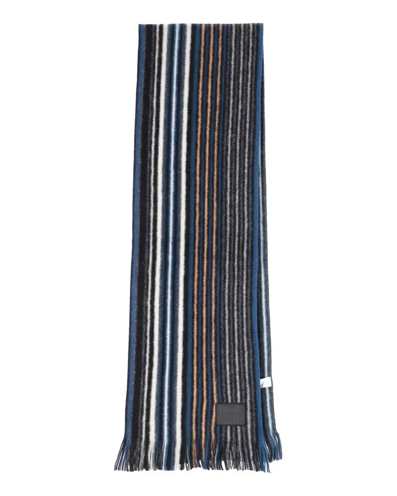 Paul Smith Gestreifter Schal mit Fransen - Blau Blau