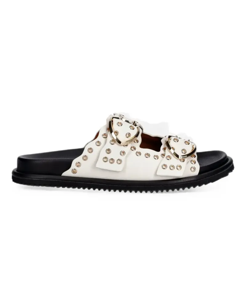 Blauer Bloom02 eyelet-embellished buckled slides - Weiß Weiß