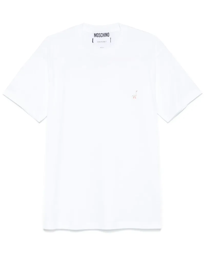 Moschino T-Shirt mit Vogelstickerei - Weiß Weiß