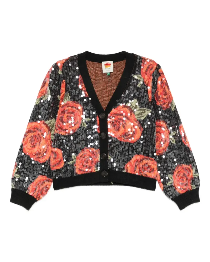 FARM Rio sequin-embellished floral-pattern cardigan - Schwarz Schwarz