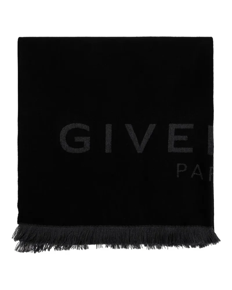 Givenchy logo-print frayed scarf - Schwarz Schwarz