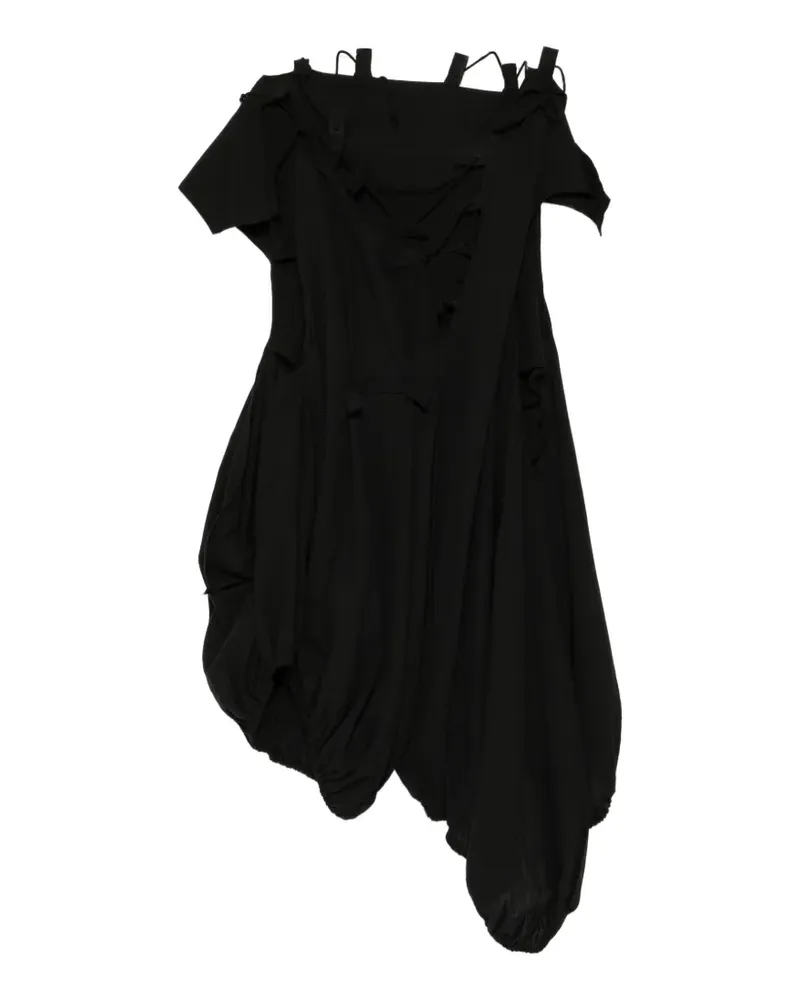 Yohji Yamamoto Asymmetrisches Kleid mit Raffungen - Schwarz Schwarz