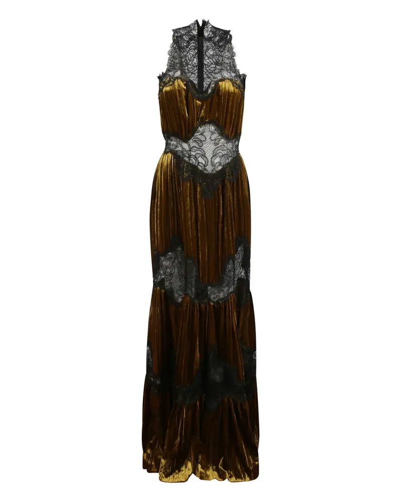 COSTARELLOS Nassia Maxikleid mit rundem Ausschnitt - Braun Braun