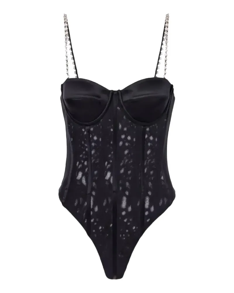 Rebecca Vallance crystal-embellished bodysuit - Schwarz Schwarz