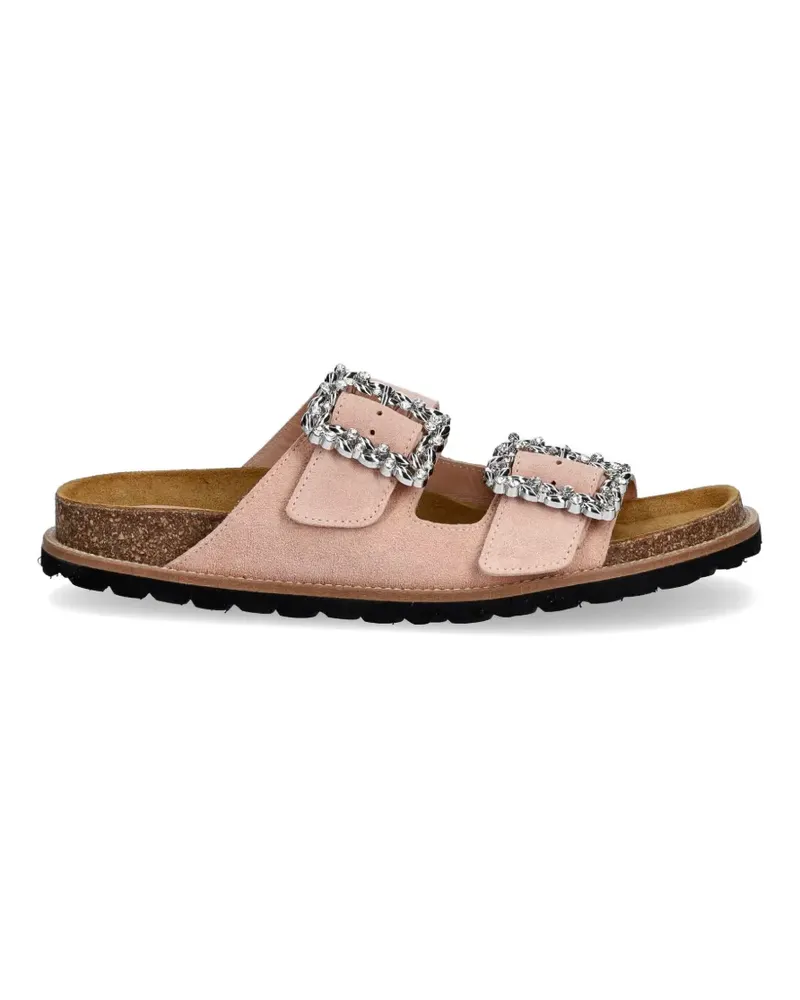 Pollini crystal-embellished leather sandals - Rosa Rosa