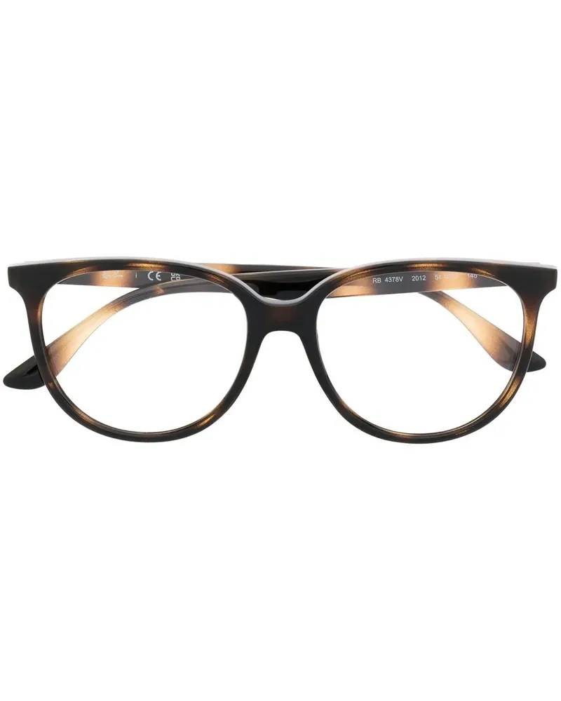 Ray Ban Runde Brille mit Logo-Schild - Braun Braun