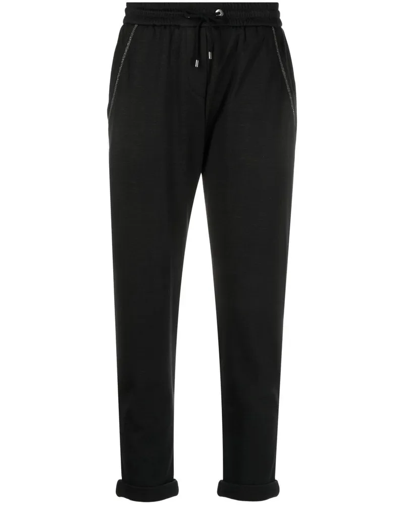 Brunello Cucinelli Verzierte Cropped-Jogginghose - Schwarz Schwarz