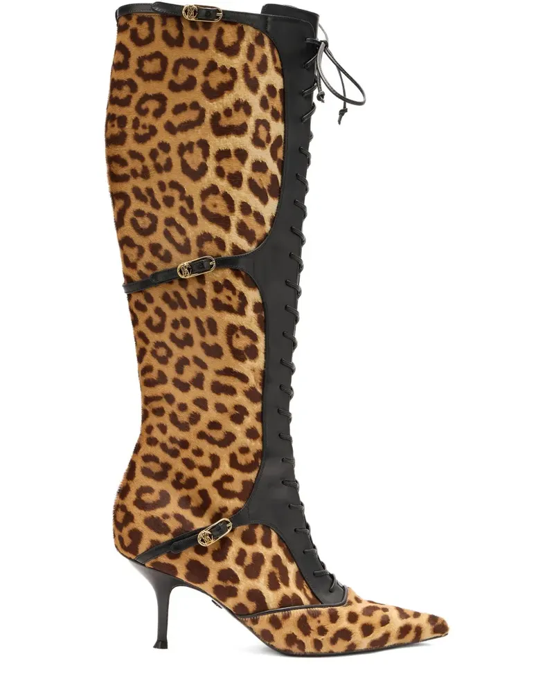 Roberto Cavalli Schnürstiefel mit Leoparden-Print - Braun Braun