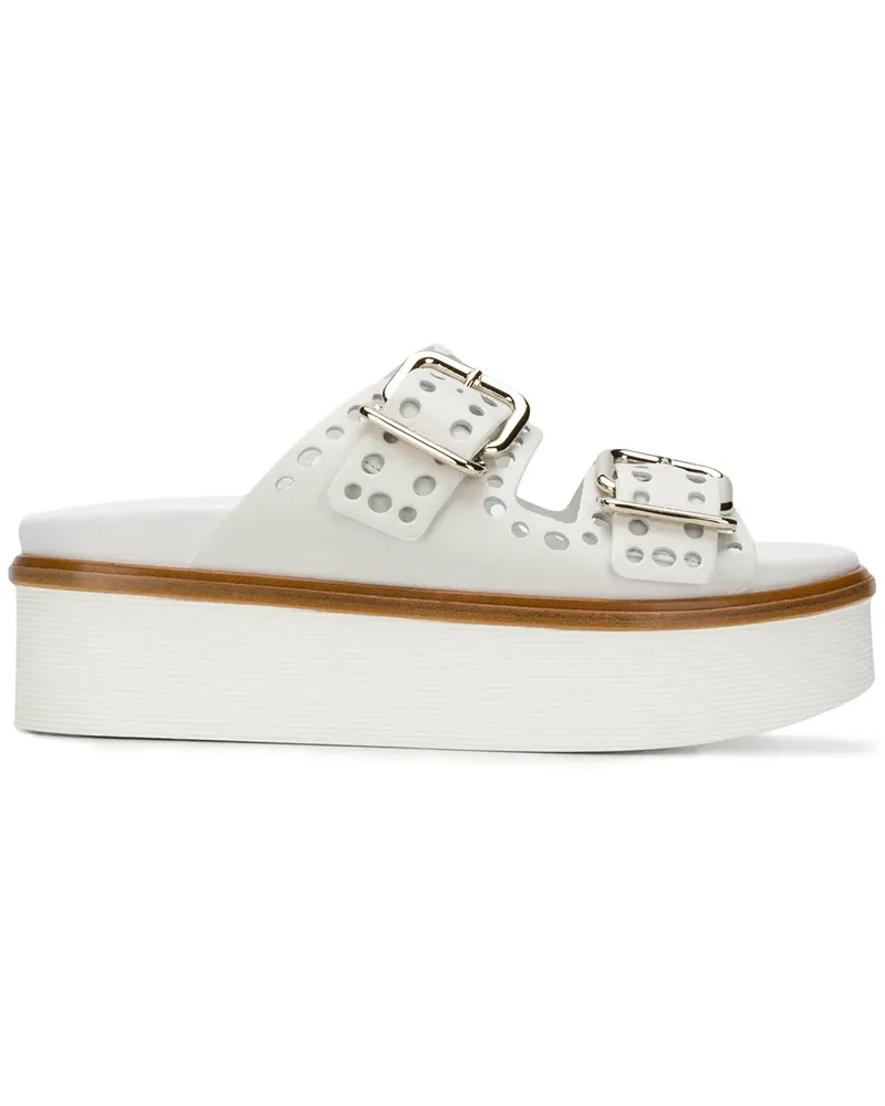 TOD'S perforated buckled platform sandals - Weiß Weiß