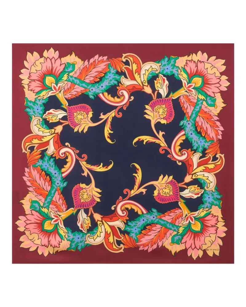 Etro Seidenschal mit Blumen-Print - Rot Rot
