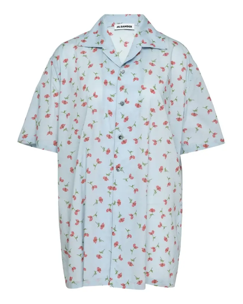 Jil Sander floral-print short-sleeved shirt - Blau Blau