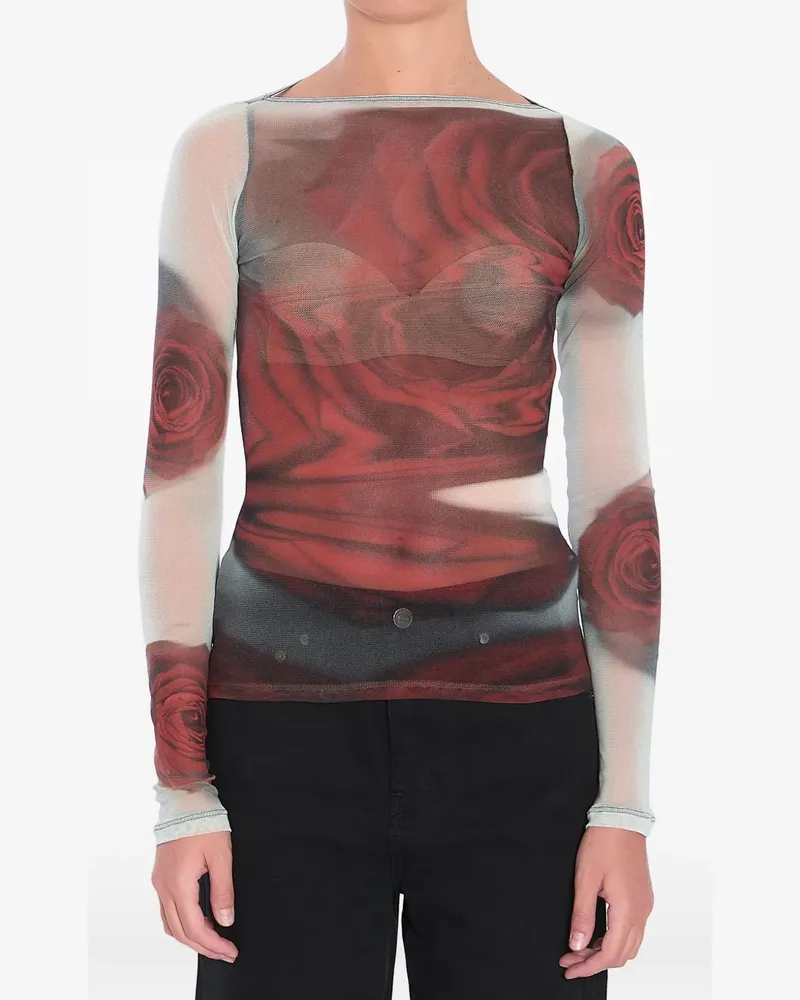 Jean Paul Gaultier Blurry Roses Oberteil - Rot Rot