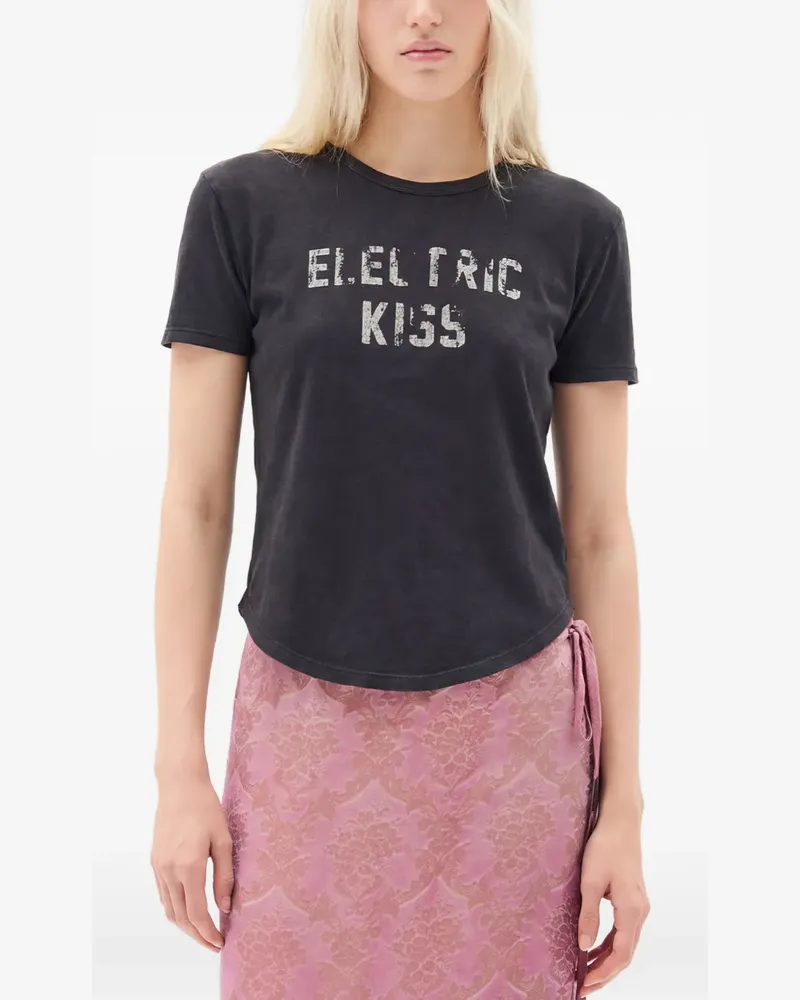 Ann Demeulemeester Floor Micro Electric Kiss T-Shirt - Schwarz Schwarz