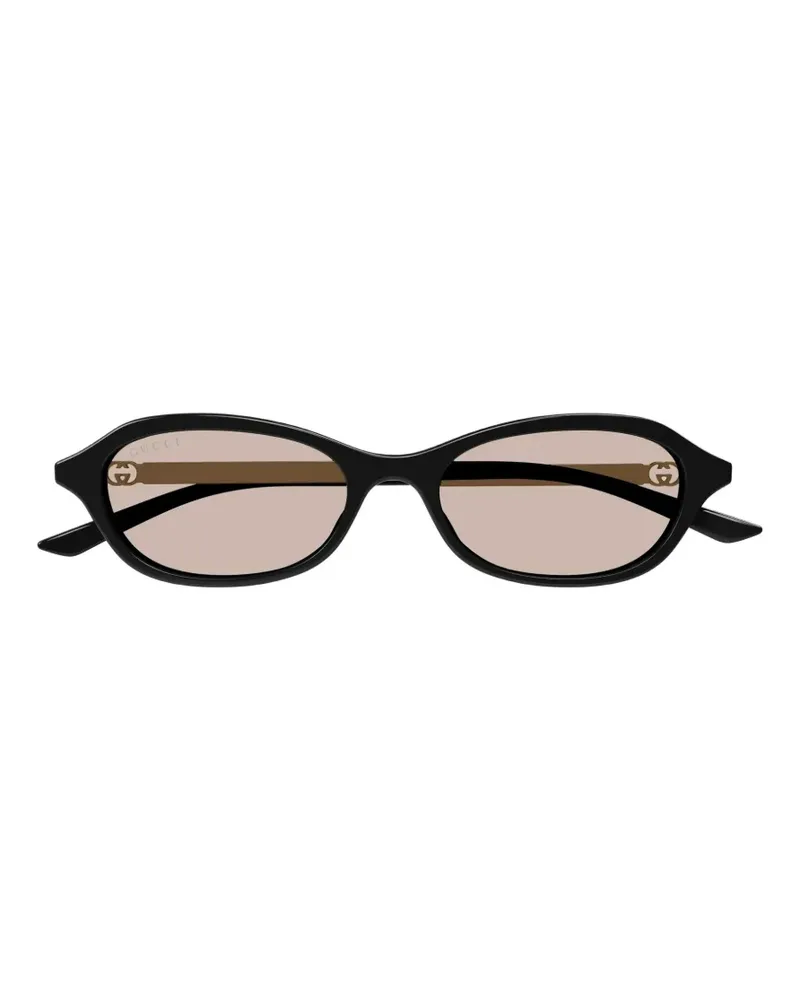 Gucci Interlocking G Sonnenbrille mit ovalem Gestell - Schwarz Schwarz