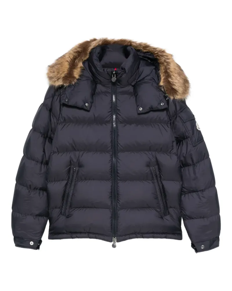 Moncler fur-trimmed quilted jacket - Blau Blau
