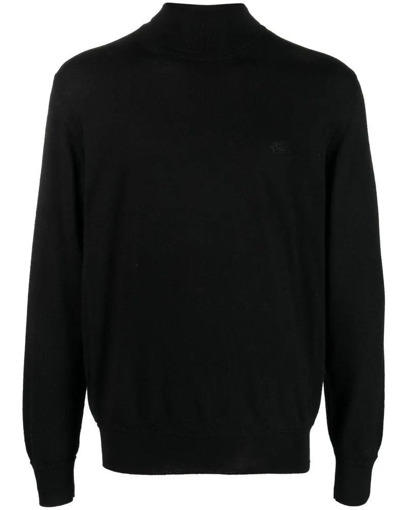 Etro Rollkragenpullover mit Logo-Stickerei - Schwarz Schwarz