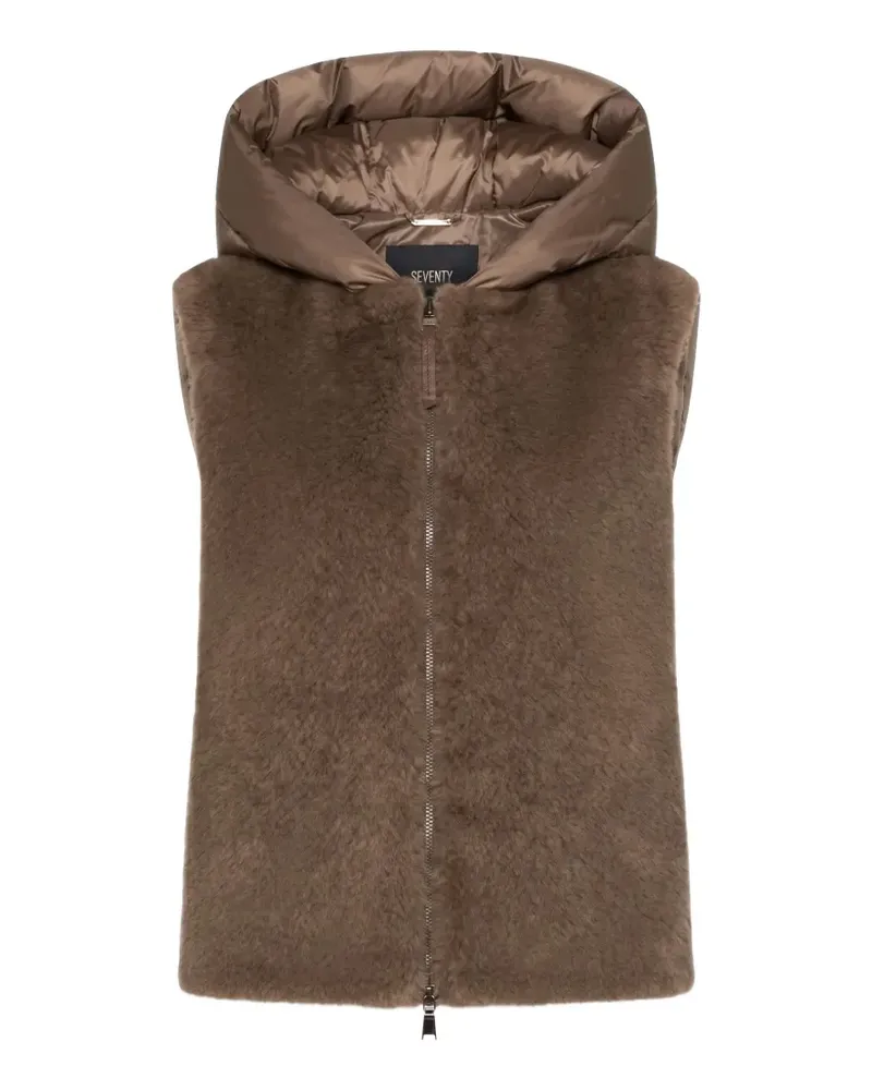 Seventy Faux-Fur-Weste mit Kapuze - Braun Braun