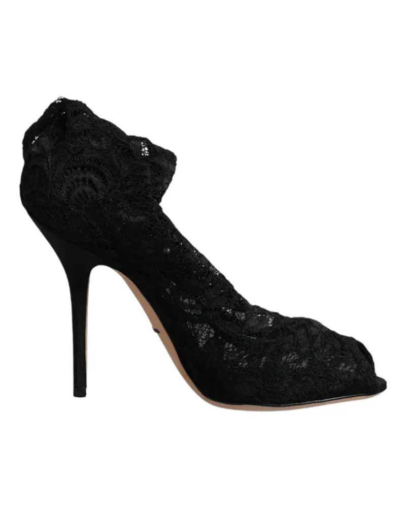 Dolce & Gabbana Peeptoe-Stiefeletten mit Schnürung - Schwarz Schwarz