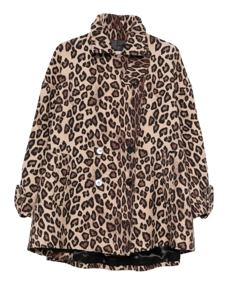 Alberto Biani animal-print peacoat - Braun Braun