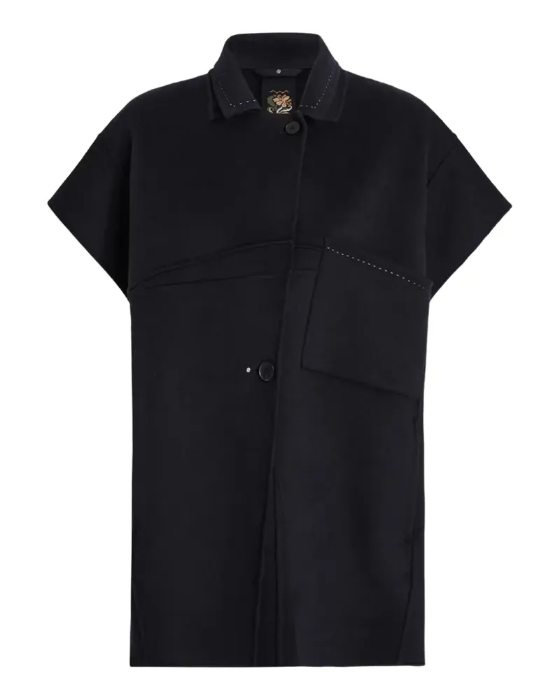 HIGH Correct contrast-stitch short-sleeved cape - Schwarz Schwarz