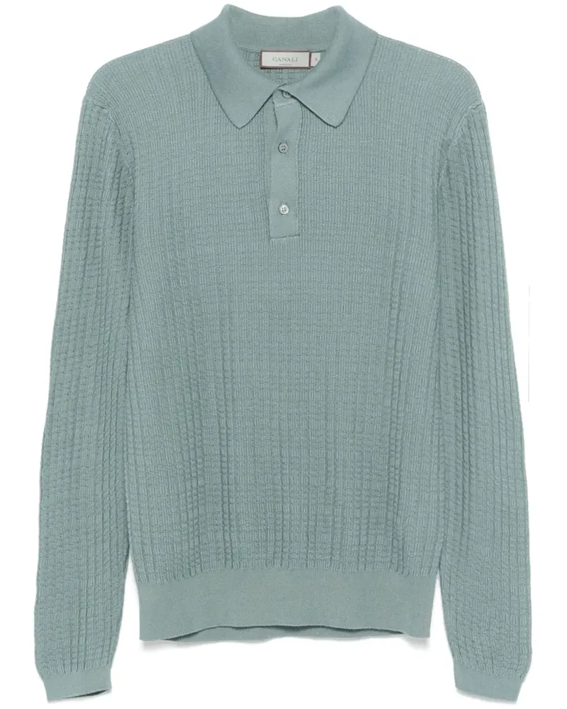 Canali Gestricktes Poloshirt - Grün Grün