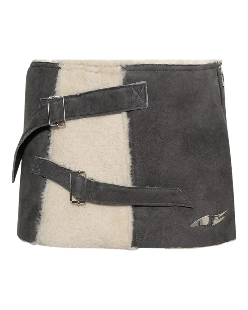 Natasha Zinko Minirock aus Wildleder mit Riemen - Grau Grau
