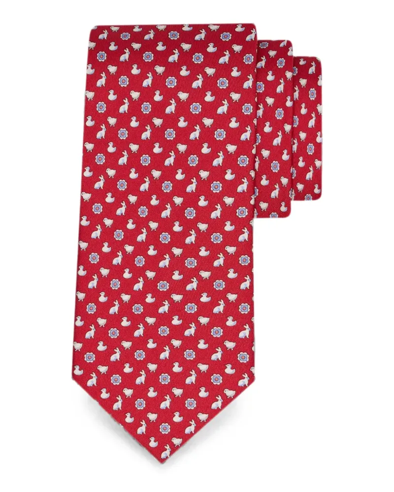 Ferragamo Seidenkrawatte mit Charms-Print - Rot Rot