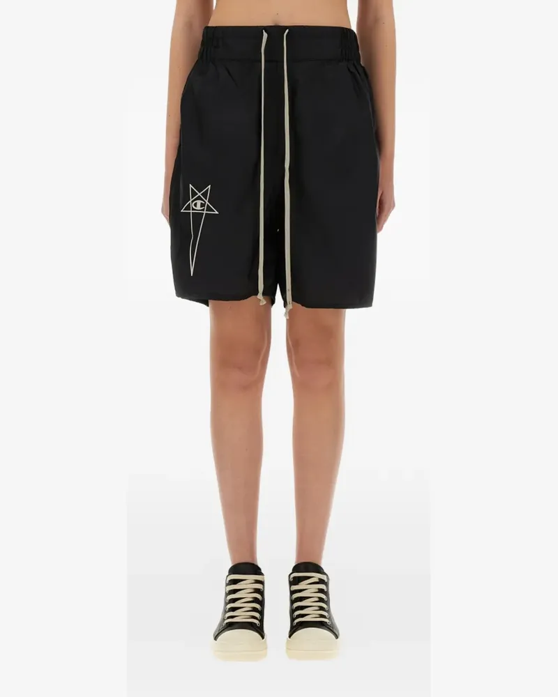 Rick Owens logo drawstring shorts - Schwarz Schwarz