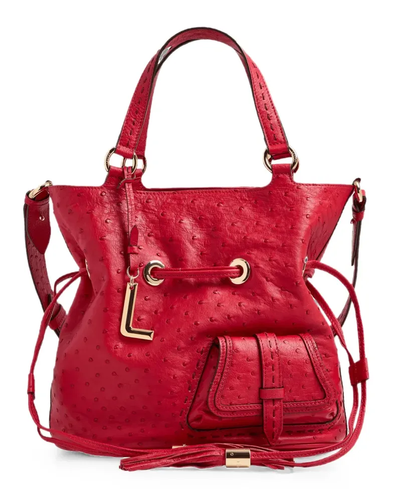 Lancel medium Premier Flirt ostrich leather bucket bag - Rot Rot