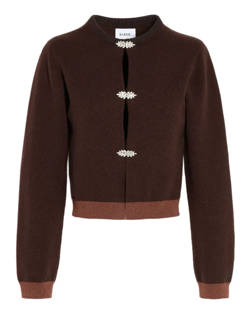 Barrie Cardigan aus Kaschmir mit Schmuckdetail - Braun Braun