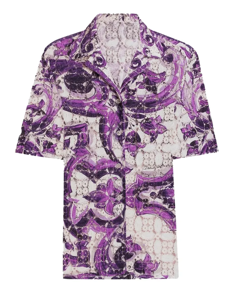 Dolce & Gabbana Hemd mit Majolica-Print - Violett Violett