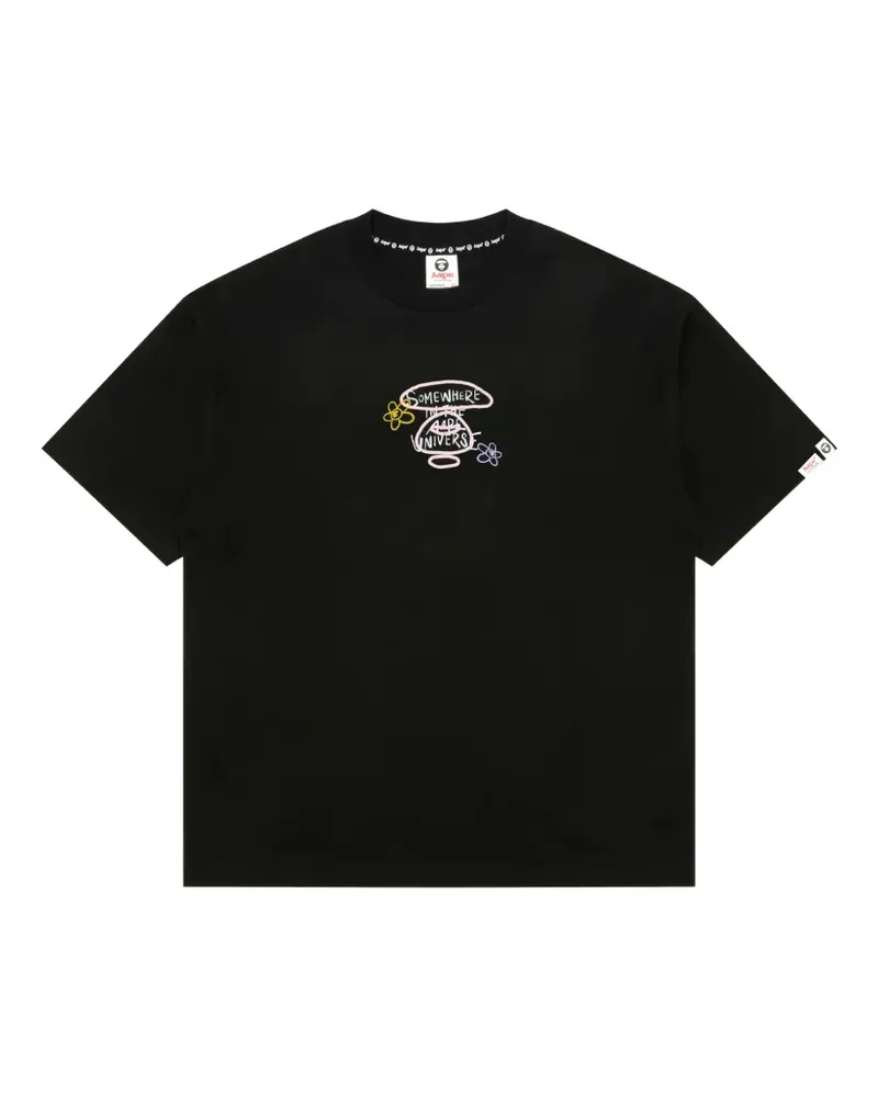 BAPE floral-print T-shirt - Schwarz Schwarz