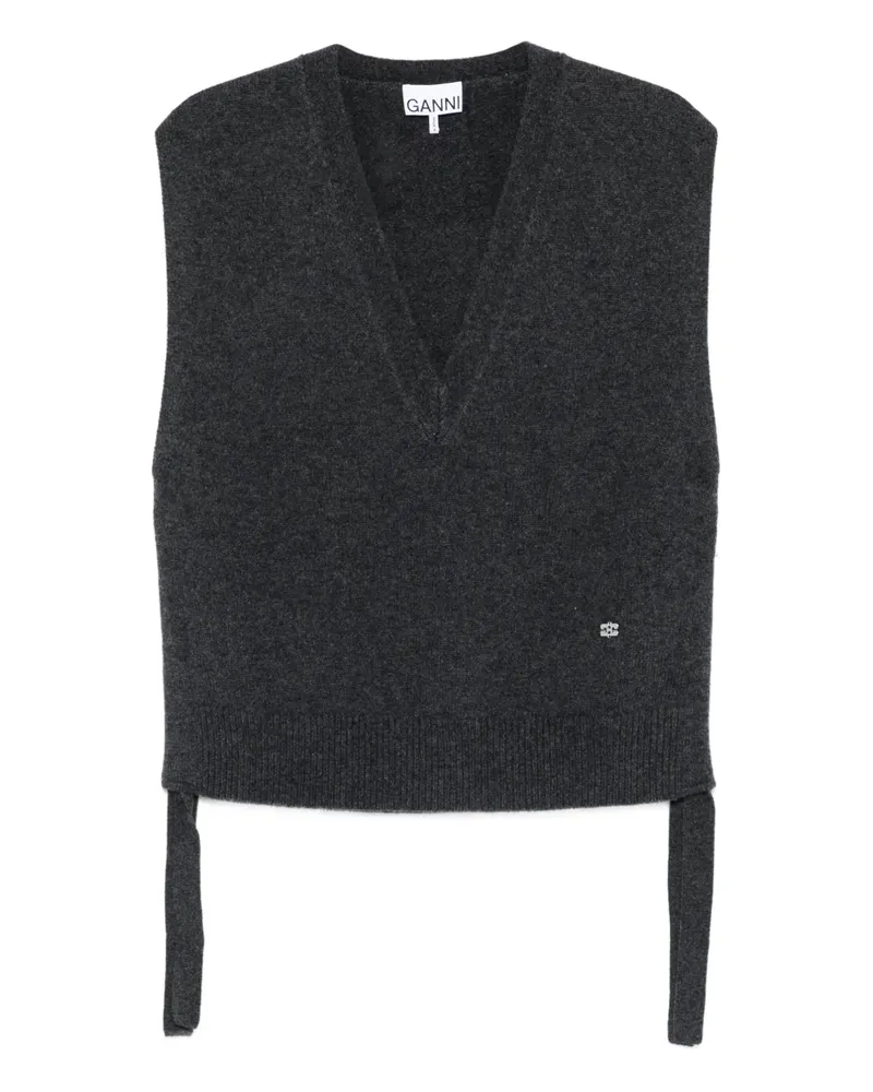 Ganni V-neck sleeveless vest - Grau Grau