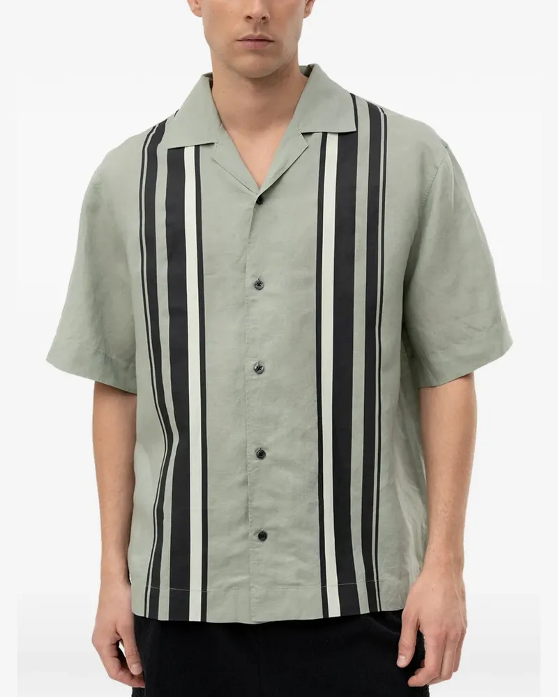 HUGO BOSS vertical-stripe short-sleeve shirt - Grün Grün