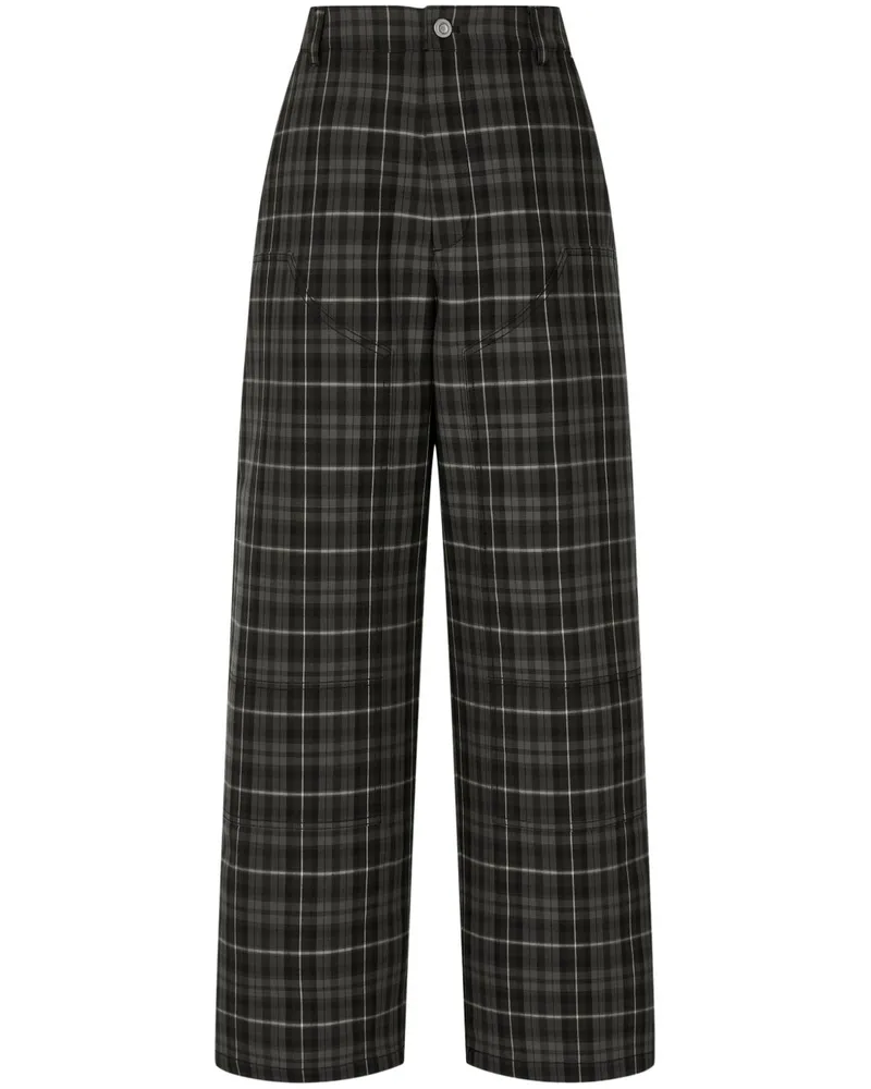 STUDIO TOMBOY Weite Hose mit Schottenkaro - Schwarz Schwarz