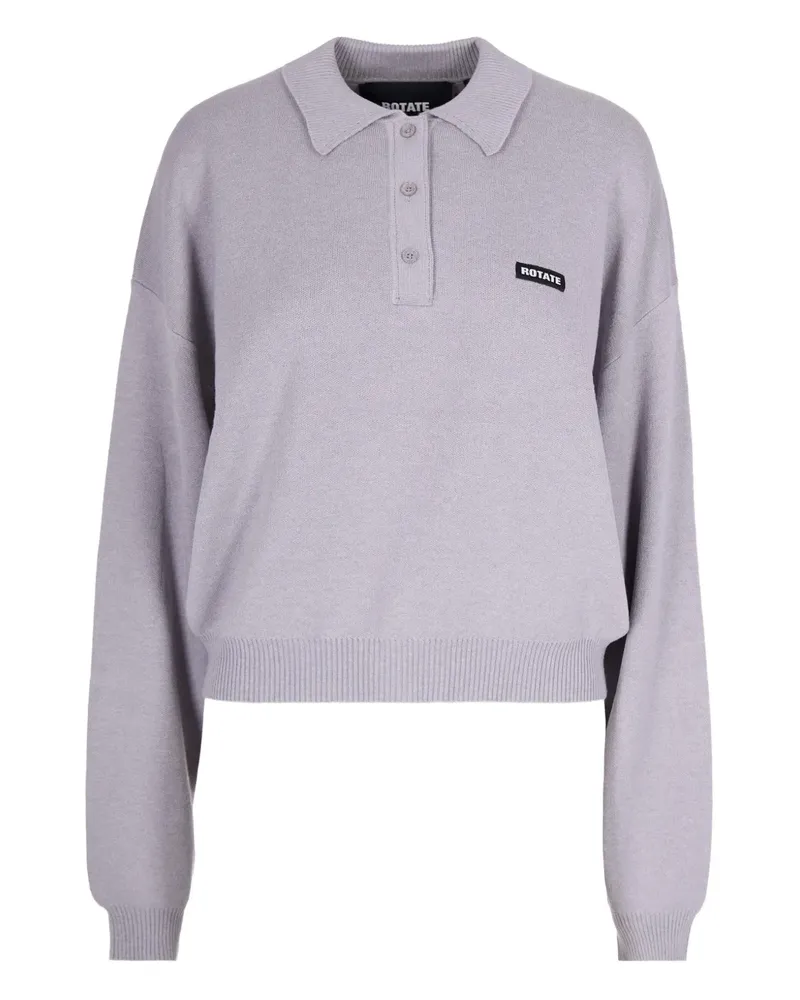 ROTATE Birger Christensen Slinky Knit buttoned polo top - Grau Grau