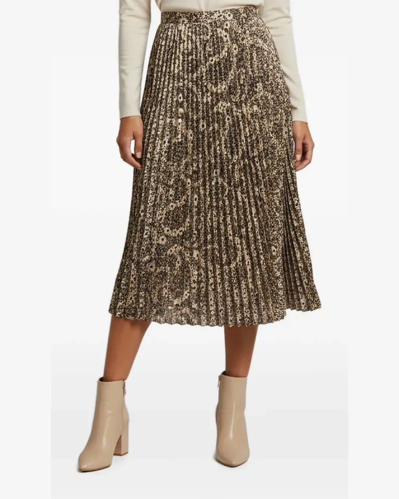 Maje floral-print pleated midi skirt - Schwarz Schwarz