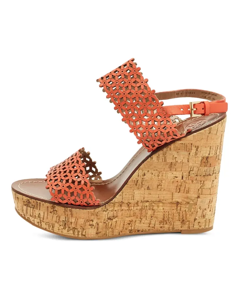 Tory Burch Perforierte Daisy Wedge-Sandalen - Orange Orange