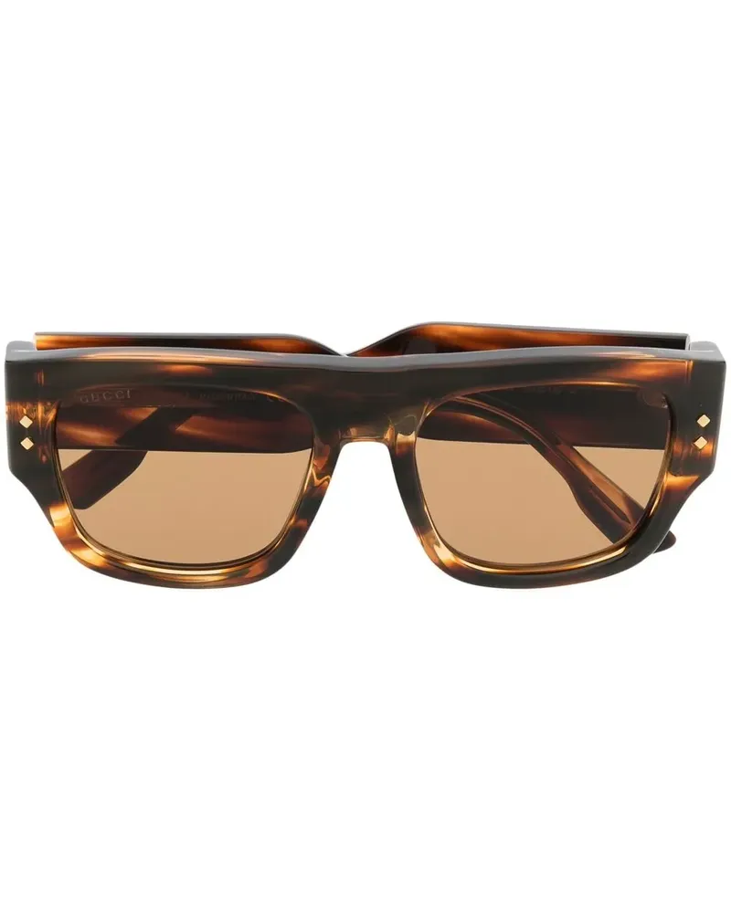 Gucci Eckige Sonnenbrille mit Logo - Braun Braun